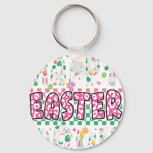 happy easter bruh, retro, vintage keychain (Front)