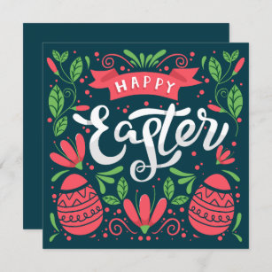 Happy Easter Brunch and Egg Hunt Folk Invitation