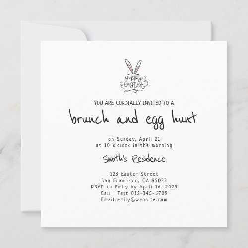 Happy Easter Brunch and Egg Hunt Invitation