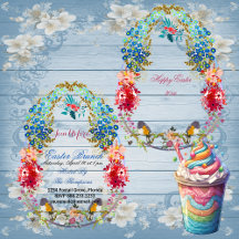 Happy Easter Brunch Decorative Egg Birds Floral 