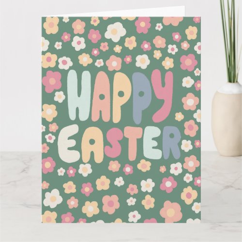 HAPPY EASTER Bubble Letters Colorful Spring CUSTOM Card