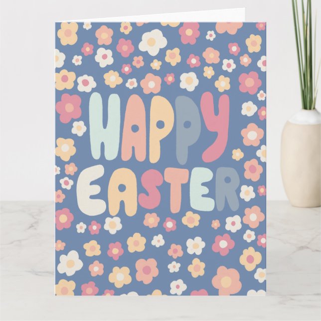 HAPPY EASTER Bubble Letters Colorful Spring CUSTOM Card (Front)