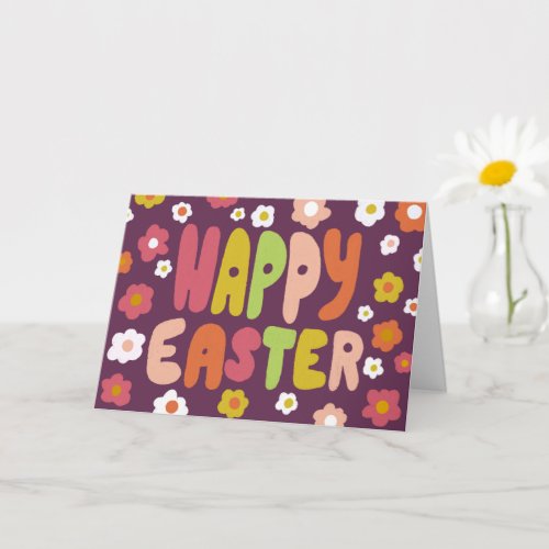 HAPPY EASTER Bubble Letters Colorful Spring CUSTOM Card
