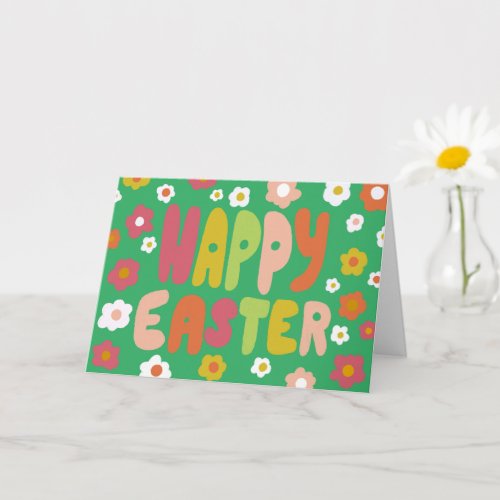 HAPPY EASTER Bubble Letters Colorful Spring CUSTOM Card