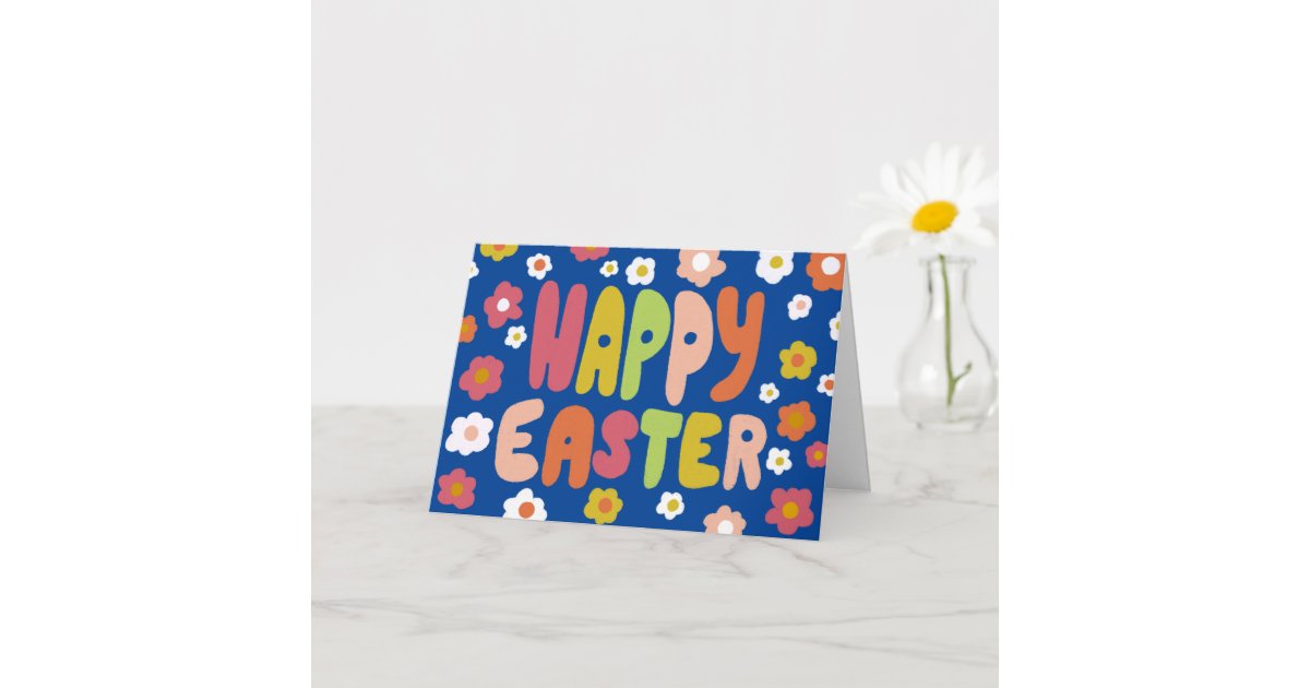 HAPPY EASTER Bubble Letters Colorful Spring CUSTOM Card Zazzle