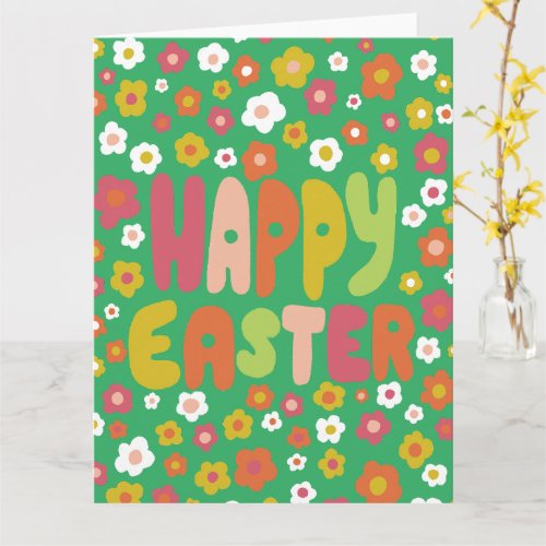 HAPPY EASTER Bubble Letters Colorful Spring CUSTOM Card