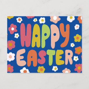 HAPPY EASTER Bubble Letters Colorful Spring CUSTOM Postcard