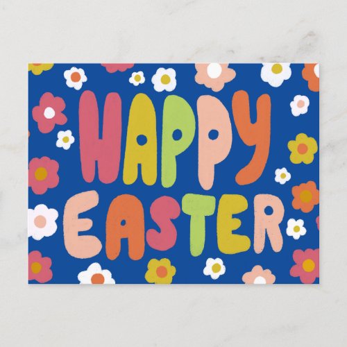 HAPPY EASTER Bubble Letters Colorful Spring CUSTOM Postcard