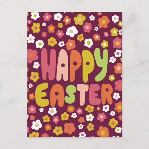 HAPPY EASTER Bubble Letters Colorful Spring CUSTOM Postcard