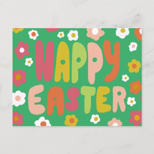 HAPPY EASTER Bubble Letters Colorful Spring CUSTOM Postcard