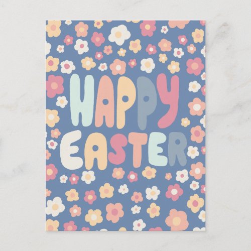 HAPPY EASTER Bubble Letters Colorful Spring CUSTOM Postcard