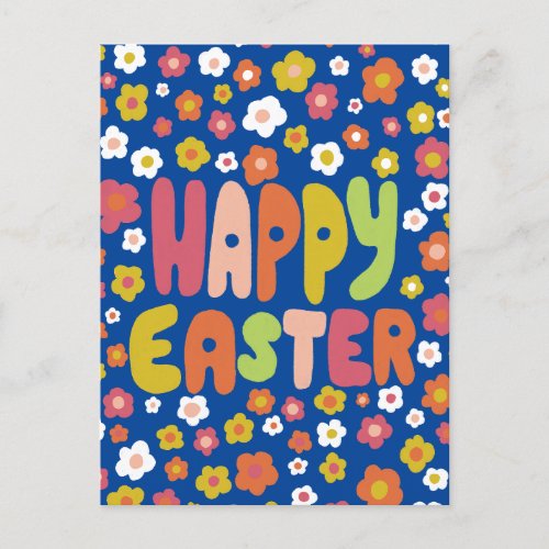 HAPPY EASTER Bubble Letters Colorful Spring CUSTOM Postcard