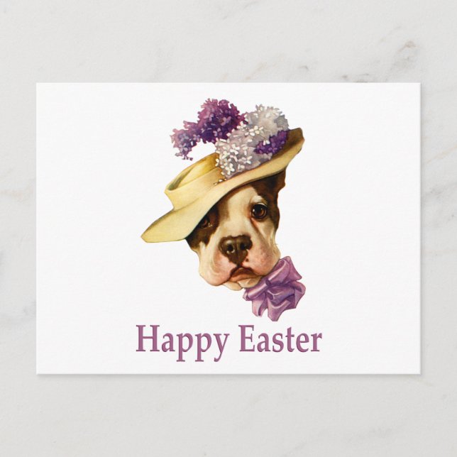 Happy Easter Bulldog Holiday Postcard (Front)