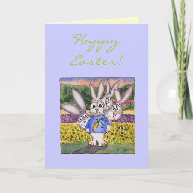 Happy Easter Bunnies Egg Hunt Greeting Card (Front)