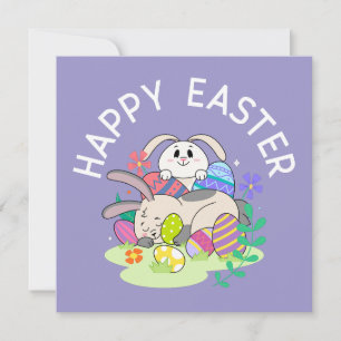 Happy Easter – Bunnies & Eggs Greeting Card