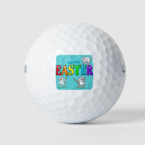 Happy Easter Bunnies Golf Balls