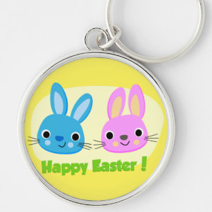 "HAPPY EASTER" BUNNIES KEYCHAIN
