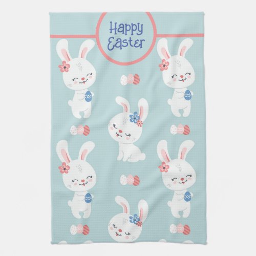 Happy Easter Bunnies Kitchen Towel