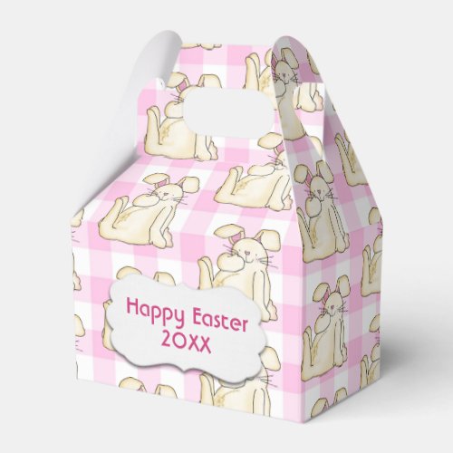 Happy Easter Bunnies On Gingham Favor Boxes