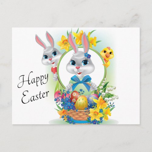 Happy Easter Bunnies Postcard