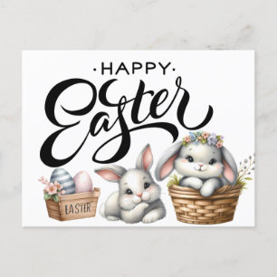 Happy Easter Bunnies Postcard