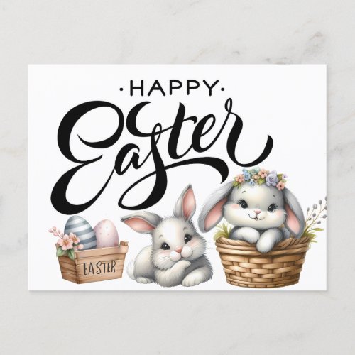 Happy Easter Bunnies  Postcard