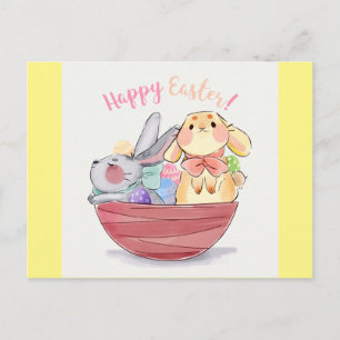 Happy Easter Bunnies Postcard