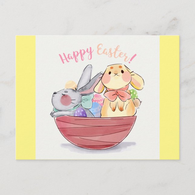 Happy Easter Bunnies Postcard (Front)