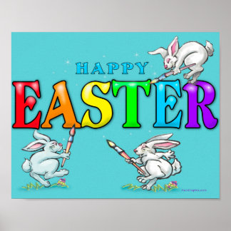Happy Easter Bunnies Poster
