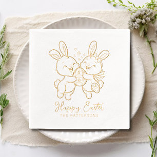 Happy Easter Bunnies Rabbit Egg Personalized Name Foil Napkins
