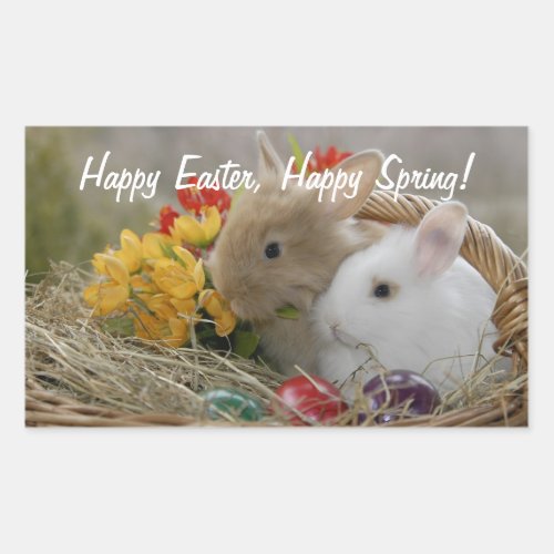 Happy Easter Bunnies Rectangular Sticker