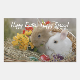 Happy Easter Bunnies Rectangular Sticker