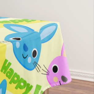 "HAPPY EASTER" BUNNIES  TABLECLOTH