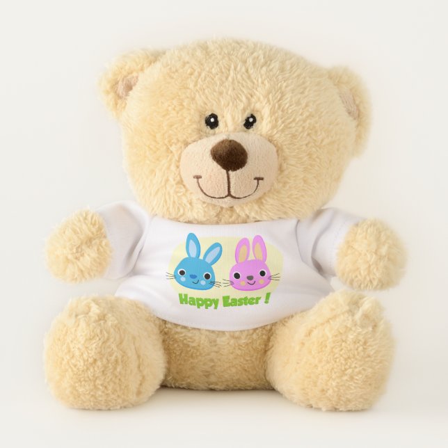 "HAPPY EASTER" BUNNIES TEDDY BEAR (Front)