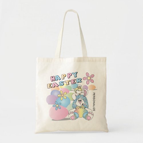 Happy Easter Bunny and Baby Chick Tote Bag