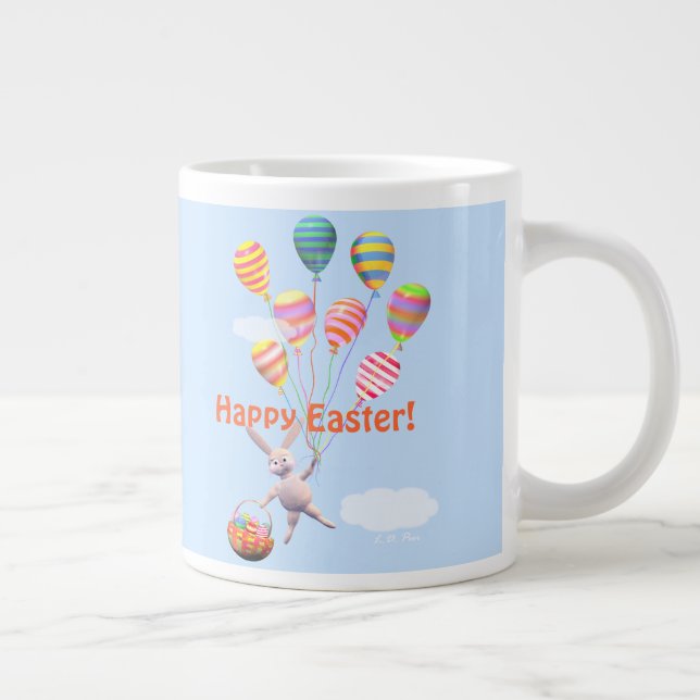 Happy Easter Bunny and Balloons Giant Coffee Mug (Right)