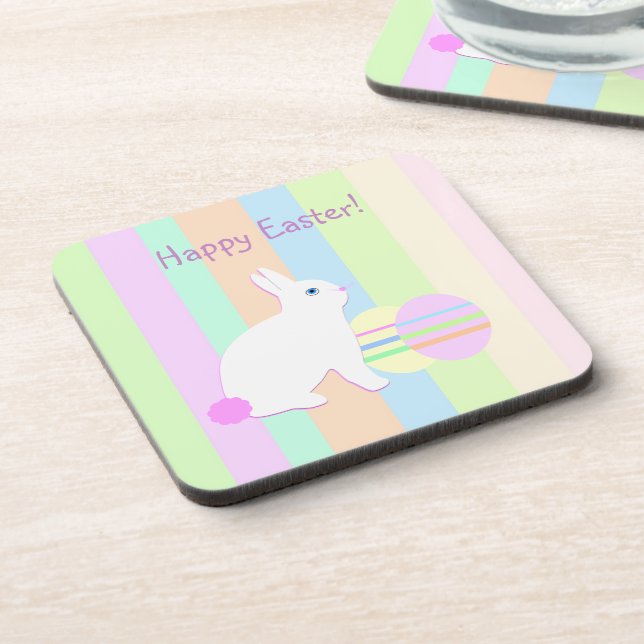 Happy Easter Bunny and Eggs Drink Coaster (Left Side)