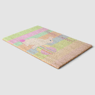 Happy Easter Bunny and Eggs Fiber Doormat