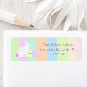 Happy Easter Bunny and Eggs on Stripes Label