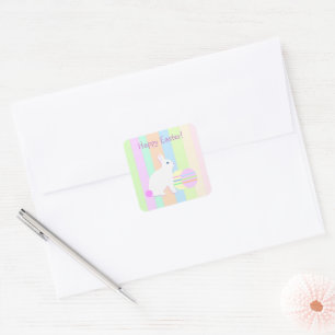 Happy Easter Bunny and Eggs Square Sticker