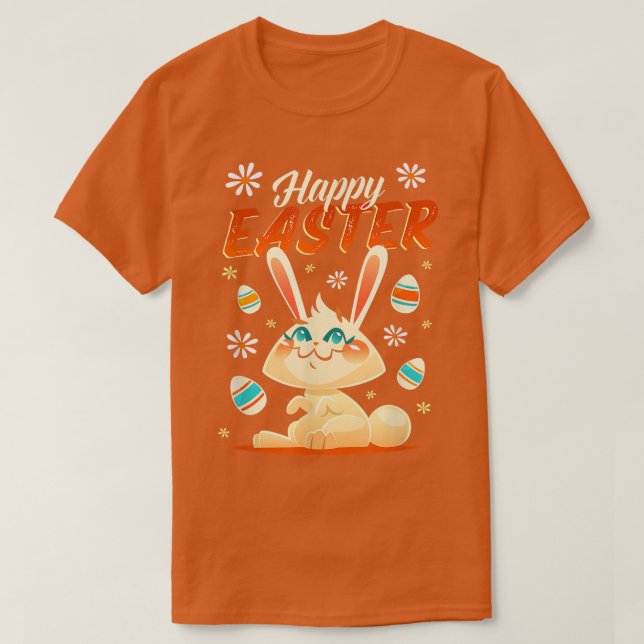 Happy Easter, Bunny and Eggs  T-Shirt (Design Front)