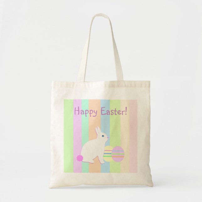 Happy Easter Bunny and Eggs Tote Bag (Front)
