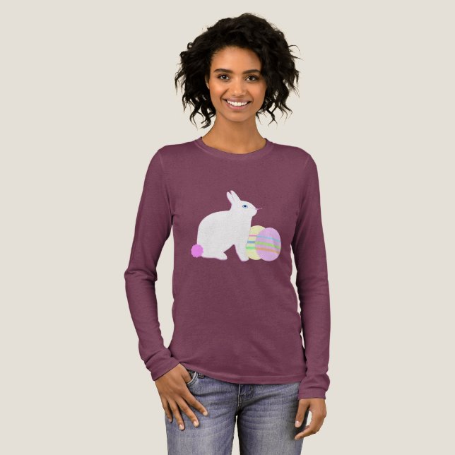 Happy Easter Bunny and Eggs  Tri-Blend Shirt (Full Front)