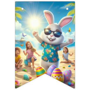 Happy Easter!! Bunny and Text Bunting Flags