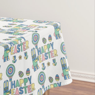 Happy Easter Bunny Balloon – Cute Pattern Tablecloth