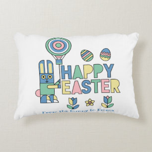 Happy Easter Bunny Balloon – Cute Personalized Accent Pillow