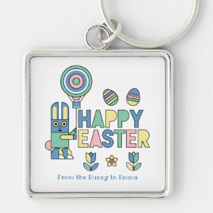 Happy Easter Bunny Balloon – Cute Personalized Keychain