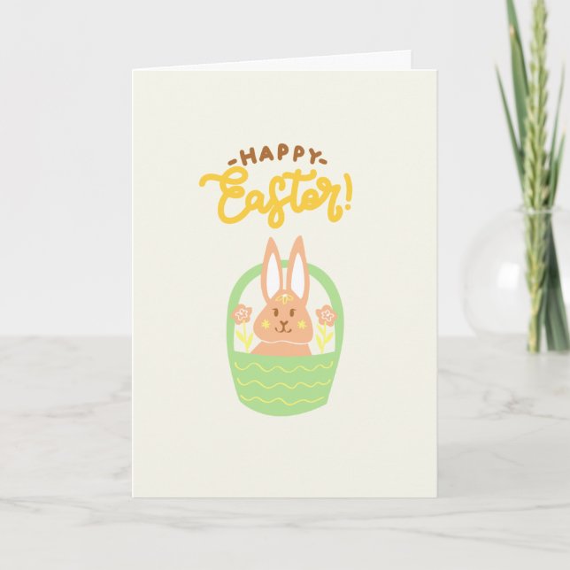 Happy Easter Bunny Basket Card (Front)