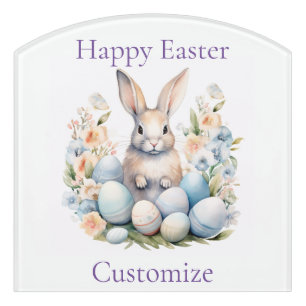 Happy Easter Bunny Basket Thunder_Cove Door Sign