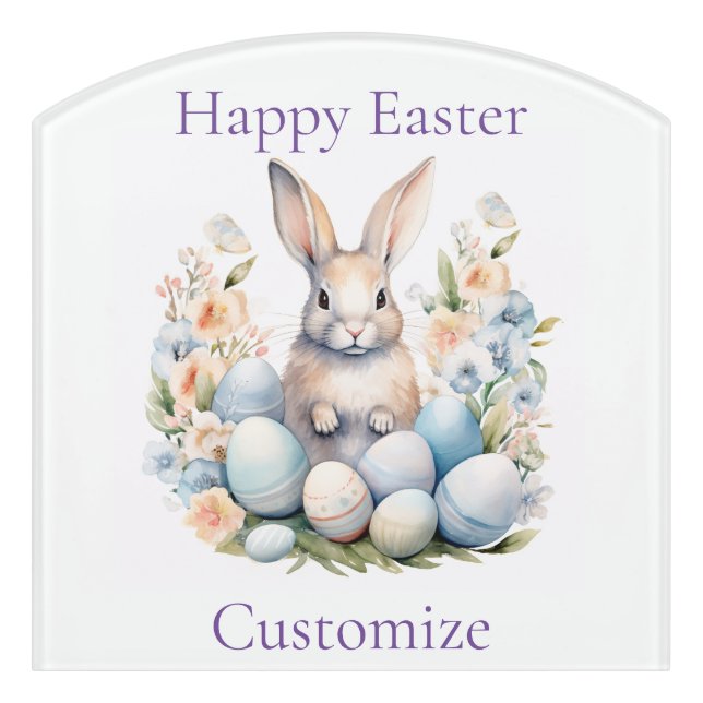 Happy Easter Bunny Basket Thunder_Cove Door Sign (Contour Front)